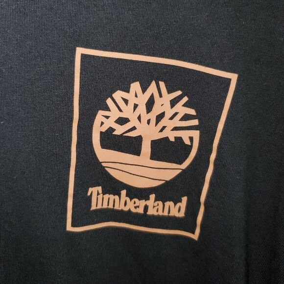 Timberland Long Sleeve Chest Stack Logo Tee Shirt Arm Spell out Black Medium - Picture 4 of 11